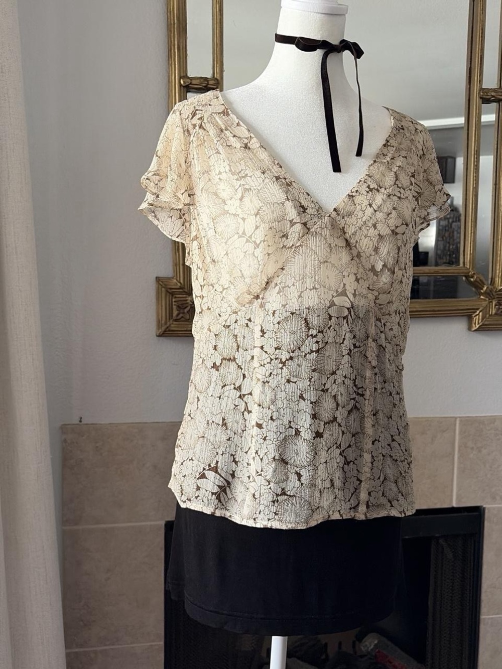 Ralph Laren Polo Jeans 100% Silk Floral Top
